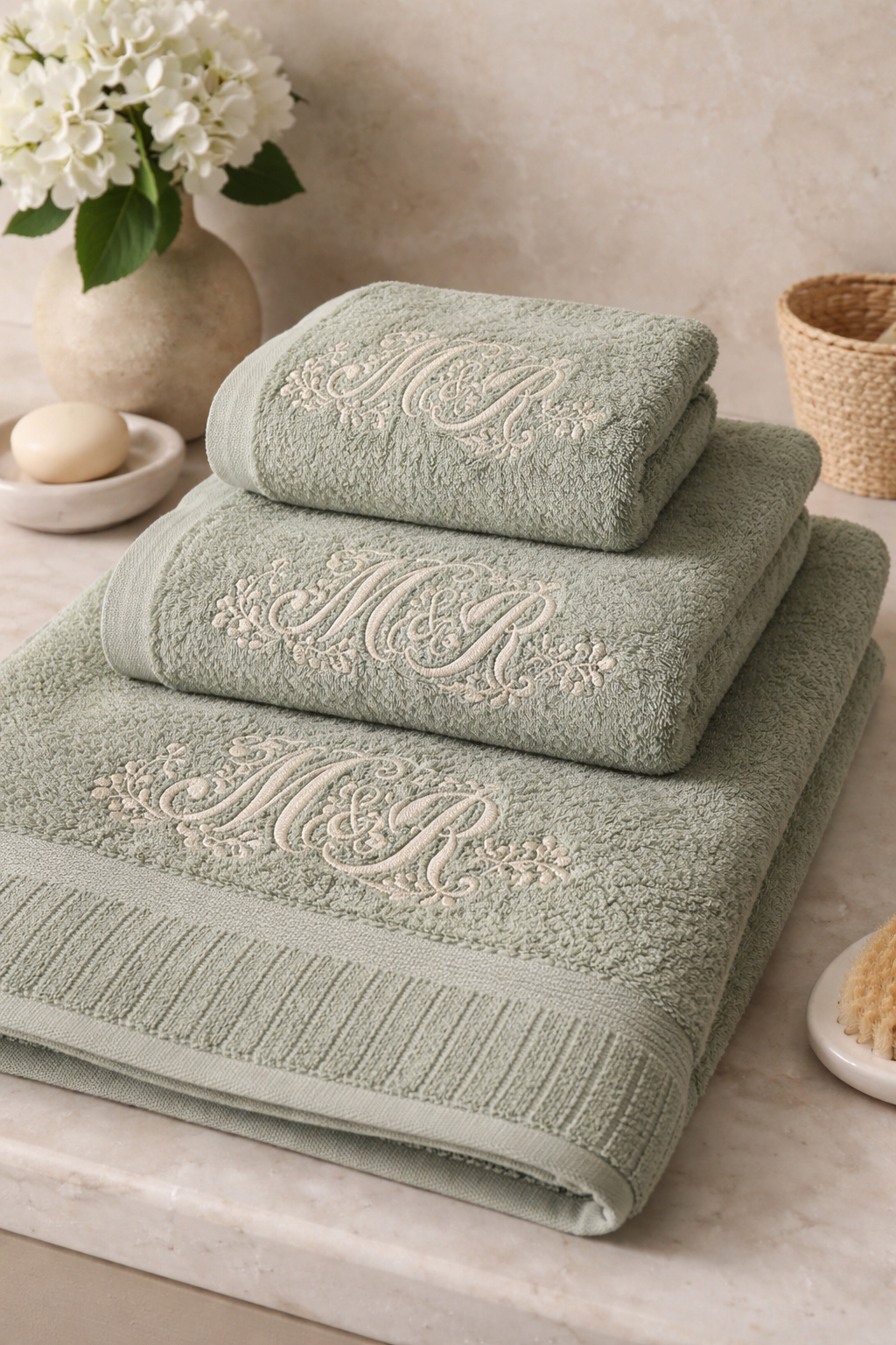 toallas iniciales bordadas