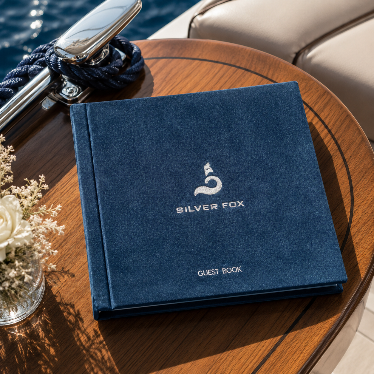 libro de visitas personalizado para yates de lujo en Ibiza